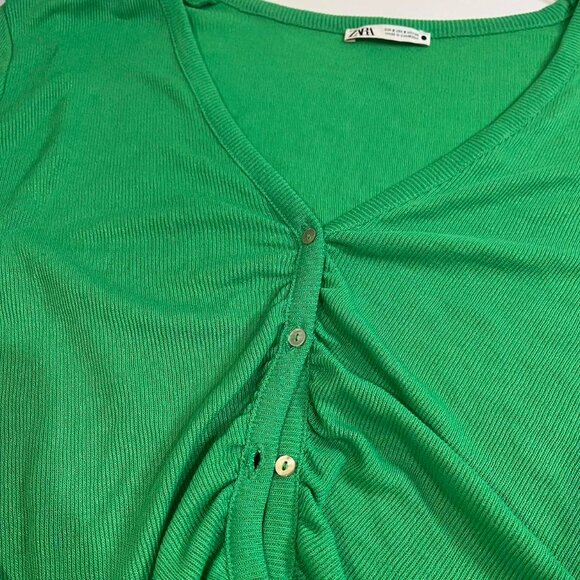 zara green button up cardigan sweater size small - Picture 6 of 8